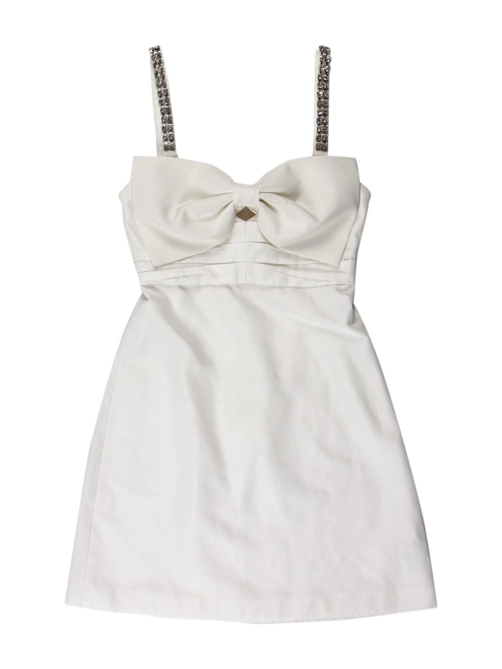 Self-Portrait White Bow Dress with Crystal Straps